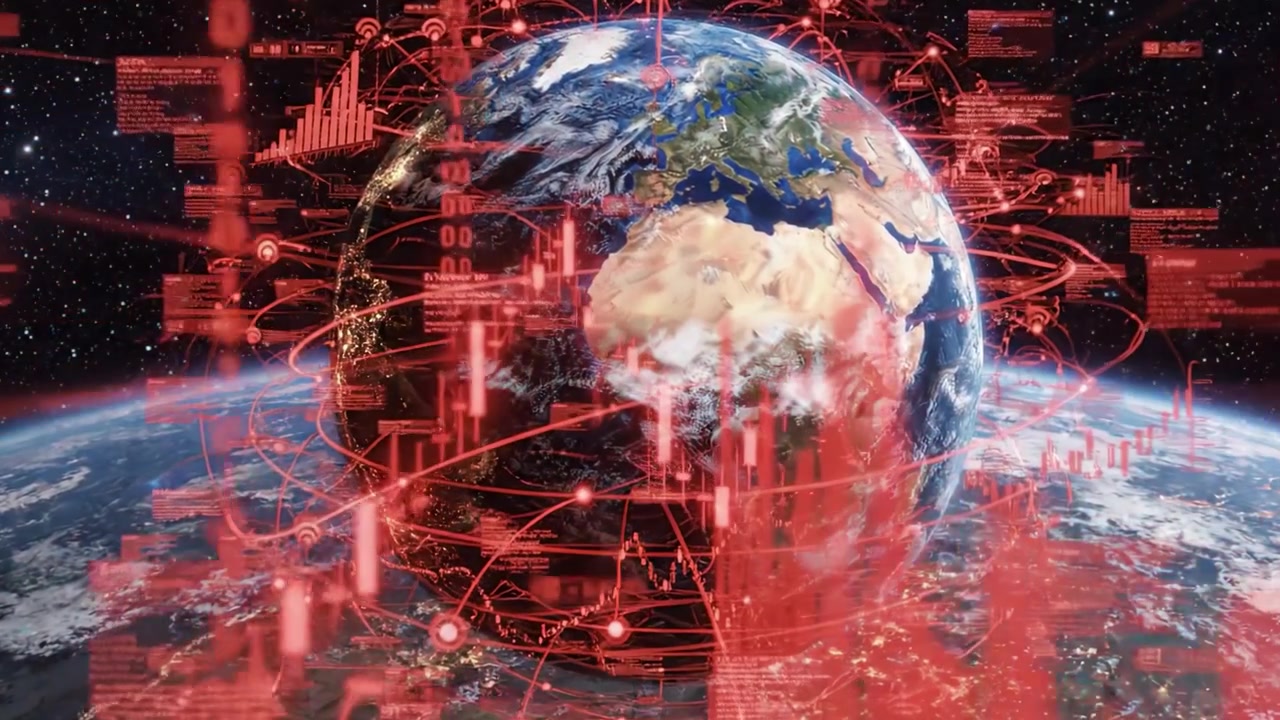 Un incredibile viaggio visivo della Terra che transita dallo splendore naturale a un regno basato sui dati, evidenziando l'influenza digitale e l'integrazione tecnologica.