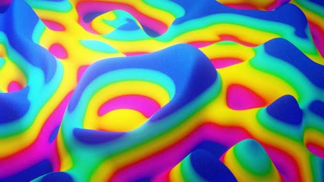 patrón ondulado abstracto en una superficie brillante y brillante, color arco iris de gradiente líquido, ondas en el fluido de pintura en animación suave. brillo en líquido viscoso 3d. retroceso creativo