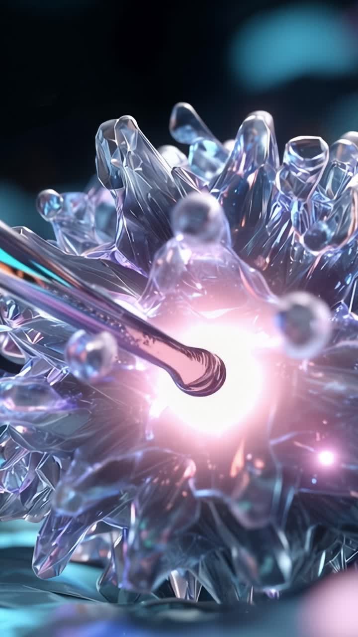 Un'Affascinante Esplorazione di Strutture Cellulari Microscopiche che Raffigurano Dettagli Intricati, Luminescenza e Colori Vibranti, Mostrando Processi Biologici a Livello Molecolare