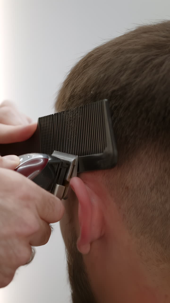 Haircut with clippers and comb