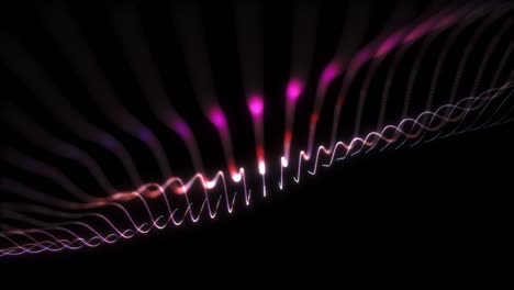 wave of glow purple pink neon particles. futuristic dots dynamic wave slow motion background. 4k 3d render seamless loop. abstract for science, technology, networking, communication, big data, ai.