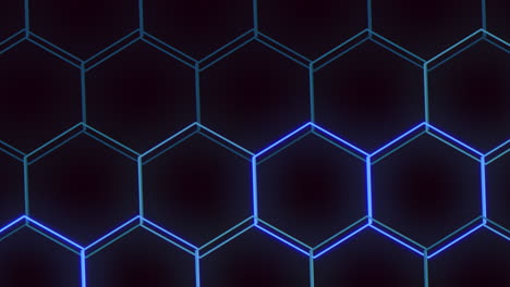 Mosaico-De-Patrón-Hexagonal-Azul-Y-Negro-Con-Líneas-Paralelas