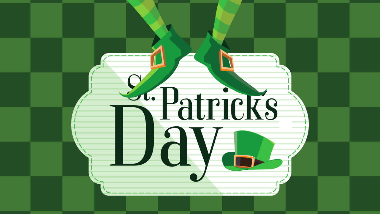 happy saint patrick's day scritte con cappello e gambe di leprechaun