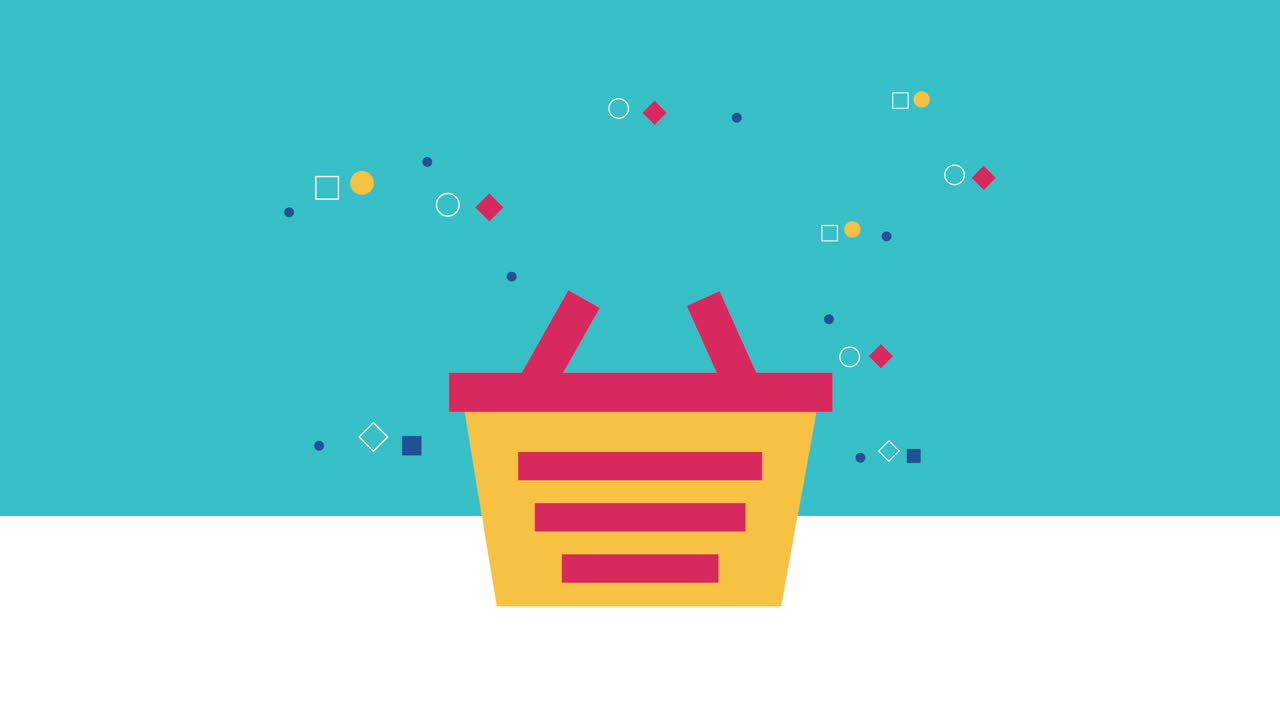 선물 상업 애니메이션 을 가진 쇼핑 바구니