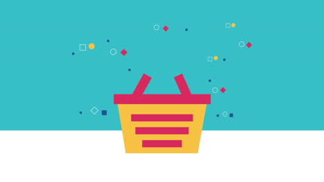 cesta de compras con animación comercial de regalos