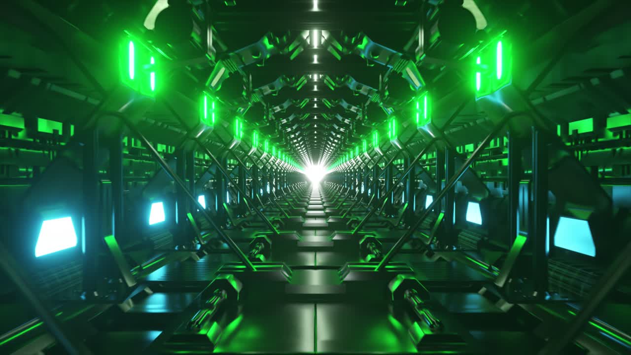 Il futuristico tunnel della luce verde