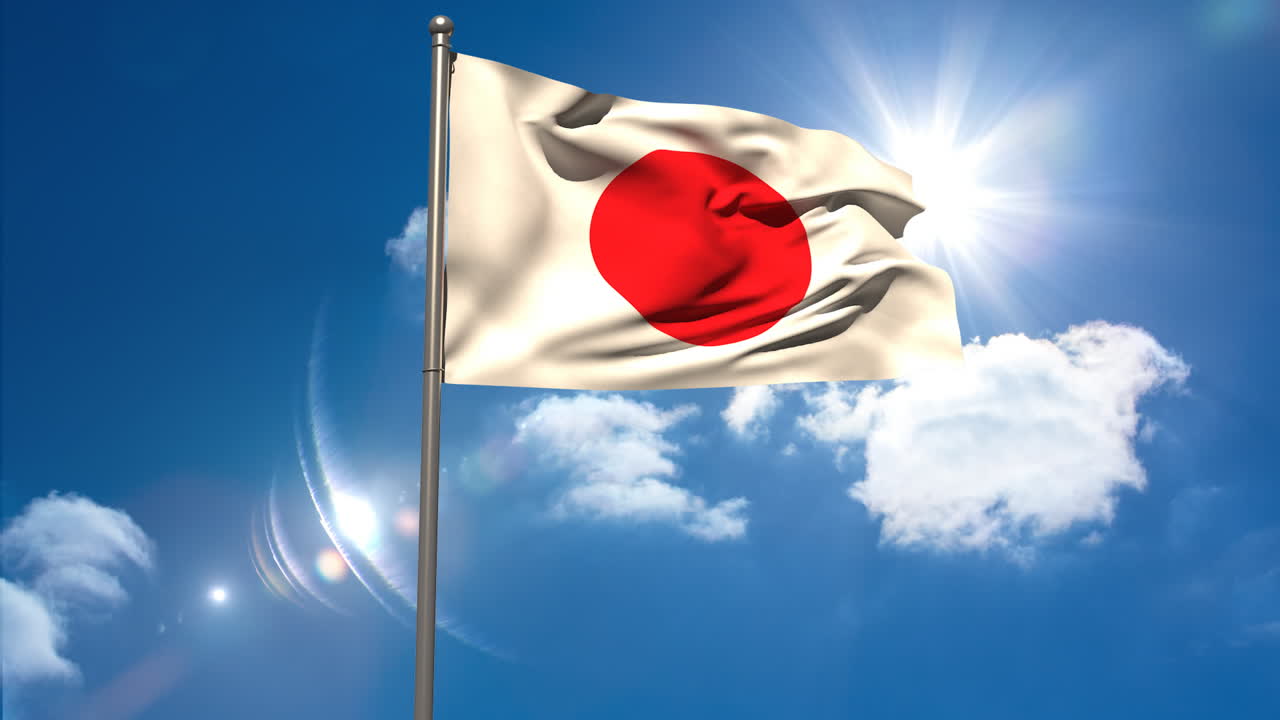 bandera nacional japonesa ondeando en el mástil