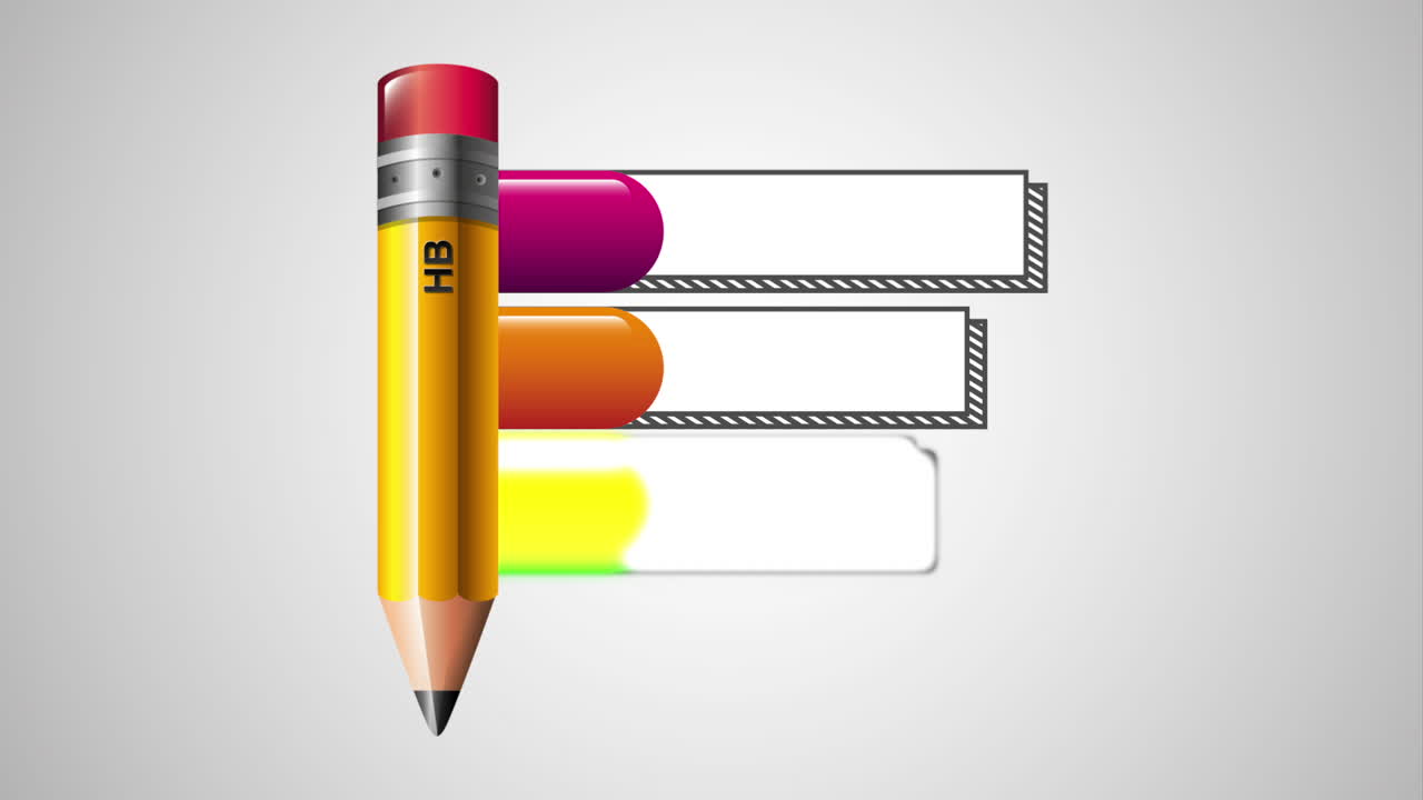 lápiz con estadísticas animación infográfica