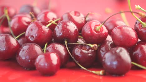 close-up of a pile of red cherries