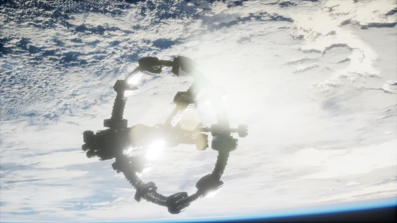 지구와 외계 우주 정거장 iss