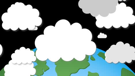 animación del globo en nubes sobre fondo negro