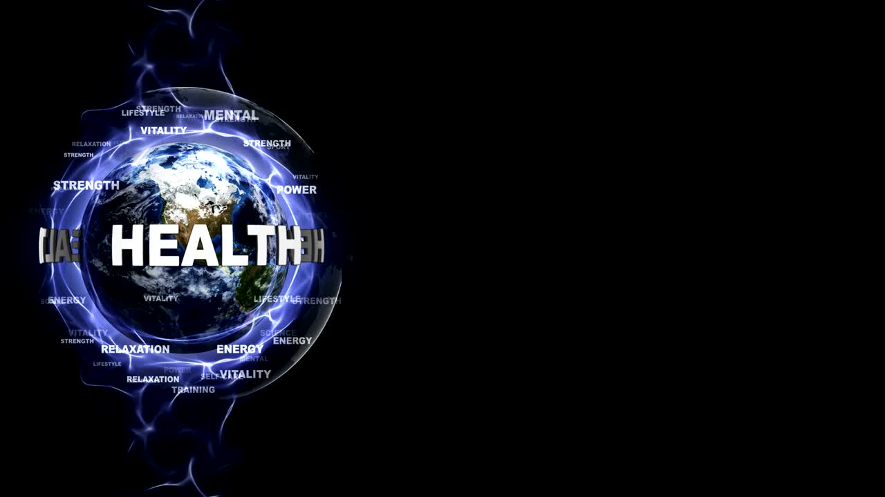 HEALTH Text Animation and Earth, with Keywords, Rendering, Background ...