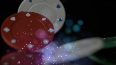 digital animation of poker chips falling down on the floor