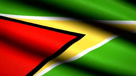 guyana flag waving textile textured background. seamless loop animation. full screen. slow motion. 4k video
