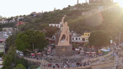 aerial: guanajuato city and the pipila, mexico