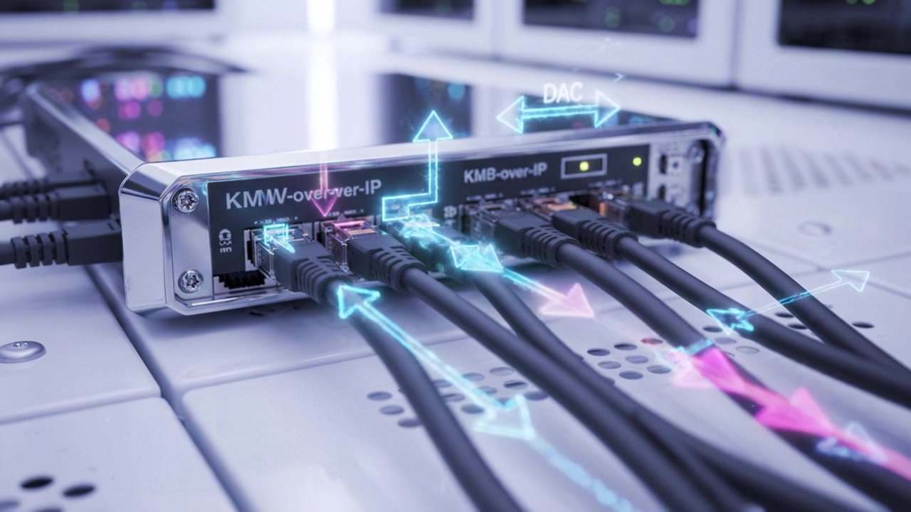 High-Tech Networking Equipment with Cables and Connections in a Modern Server Room, Showcasing Signaling Technology and Efficient Data Transfer Conditions.