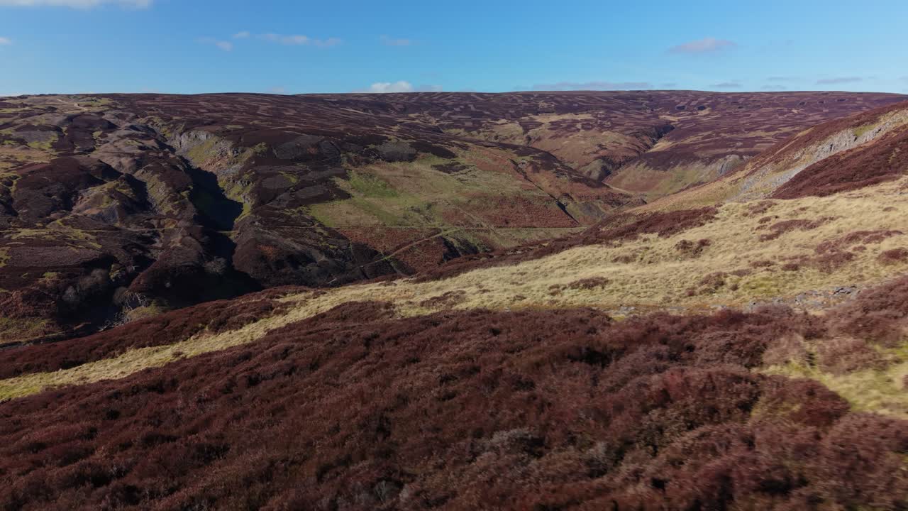 Colinas Ondulantes em Gunnerside Gill, Yorkshire Dales, com um Clima Calmo e Sereno