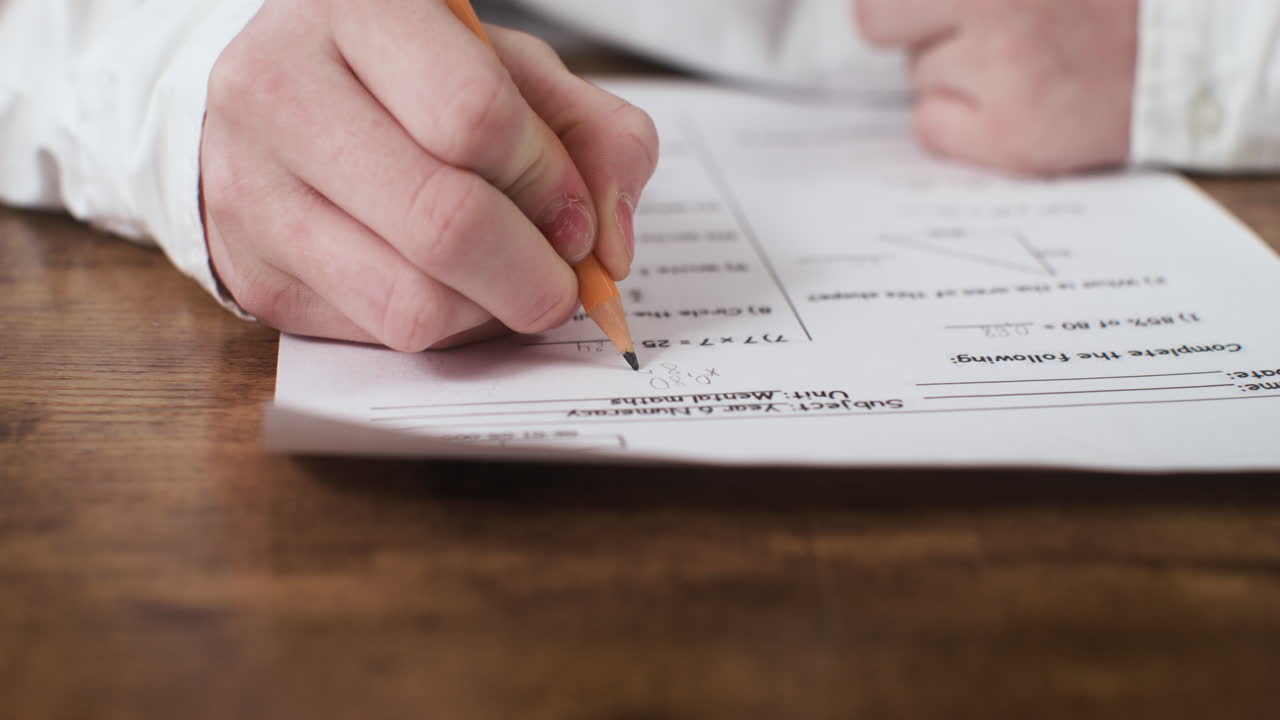 학생들의 손을 가까이에서 볼 수 있습니다.