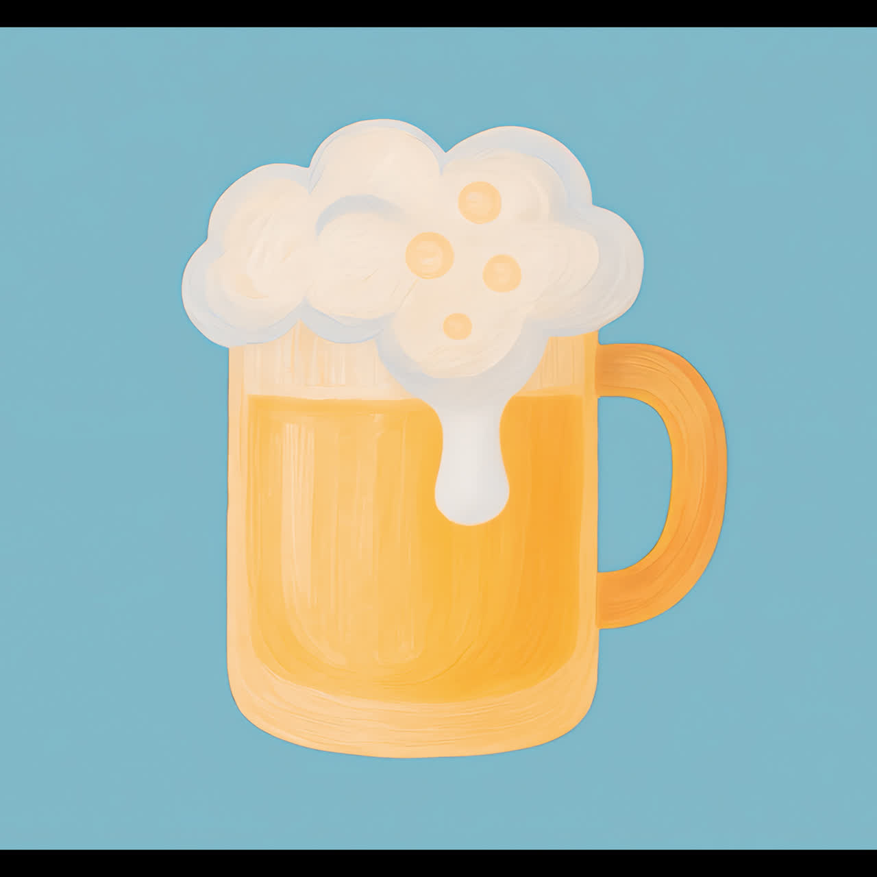Animazione di boccale di birra schiumosa illustrato, risorsa isolata, video 4K trasparente, canale alfa, ProRes