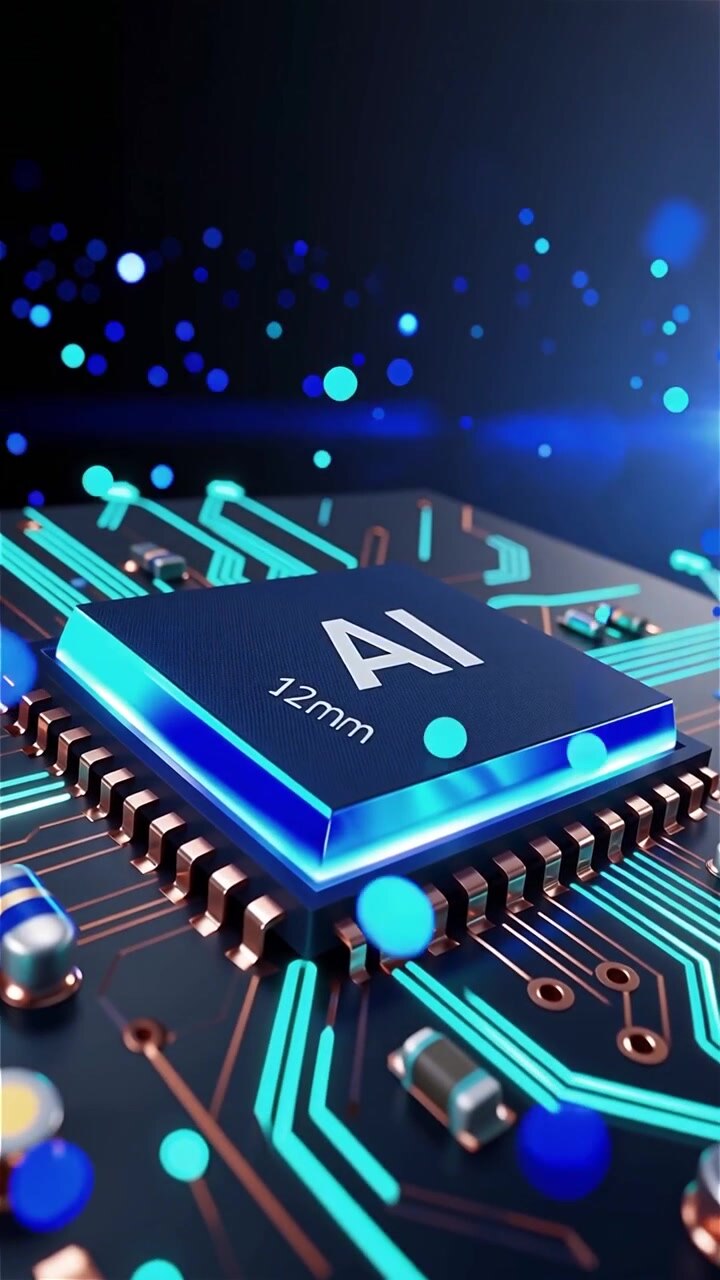 Futuristic AI Chip Motherboard Technology Background