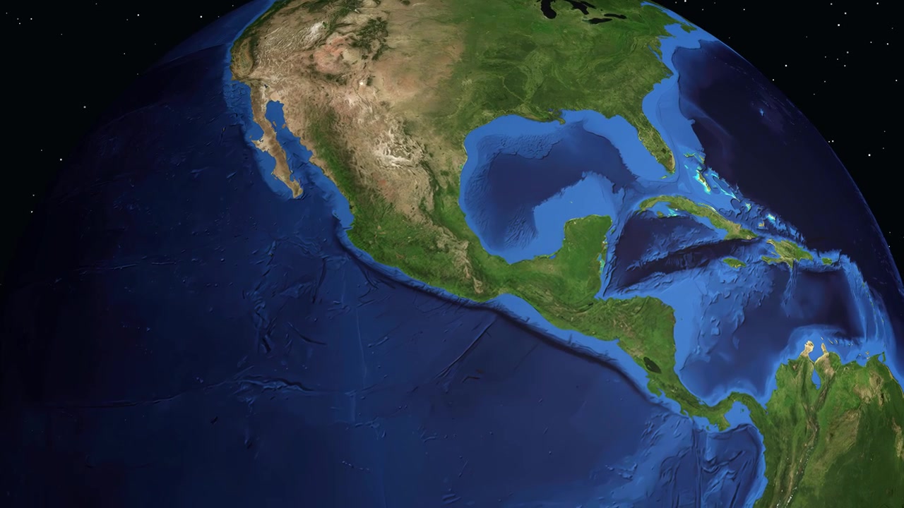 Animação de Globo Digital com Zoom do Espaço Profundo para um Marcador de Localização Específico no México
