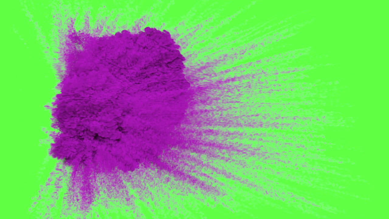 Purple Paint Explosion on Green Screen