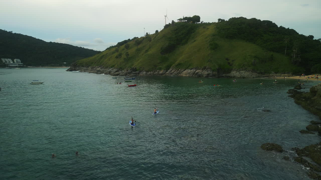 Coastal scenery with water activities