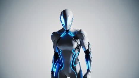 sleek futuristic robot with glowing blue accents