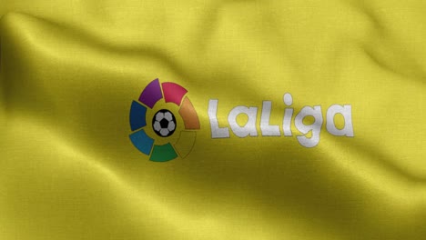 yellow 4k animated loop of a waving flag of the laliga spanish soccer association