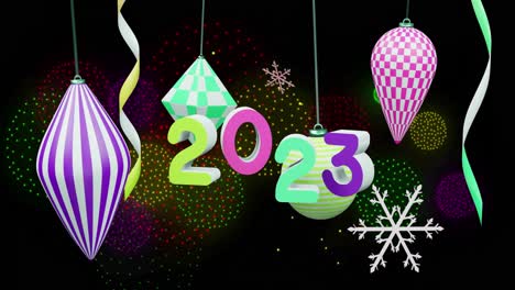 Animation-of-2023-text-over-shapes-moving