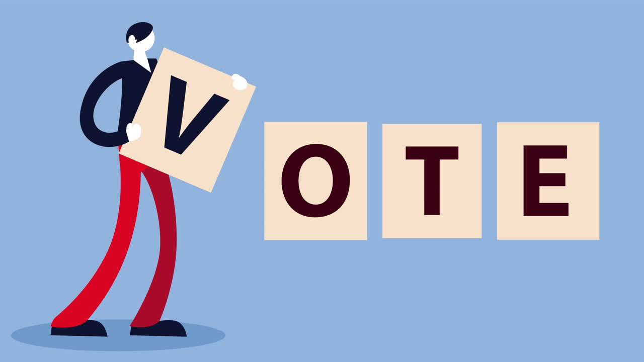 투표 표지판을 들고 있는 사람