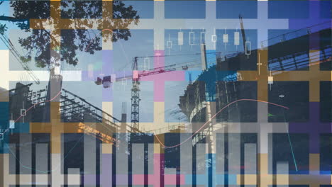 animación del procesamiento de datos financieros en el sitio de construcción