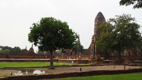 slow panoramic view of historic temple ruins