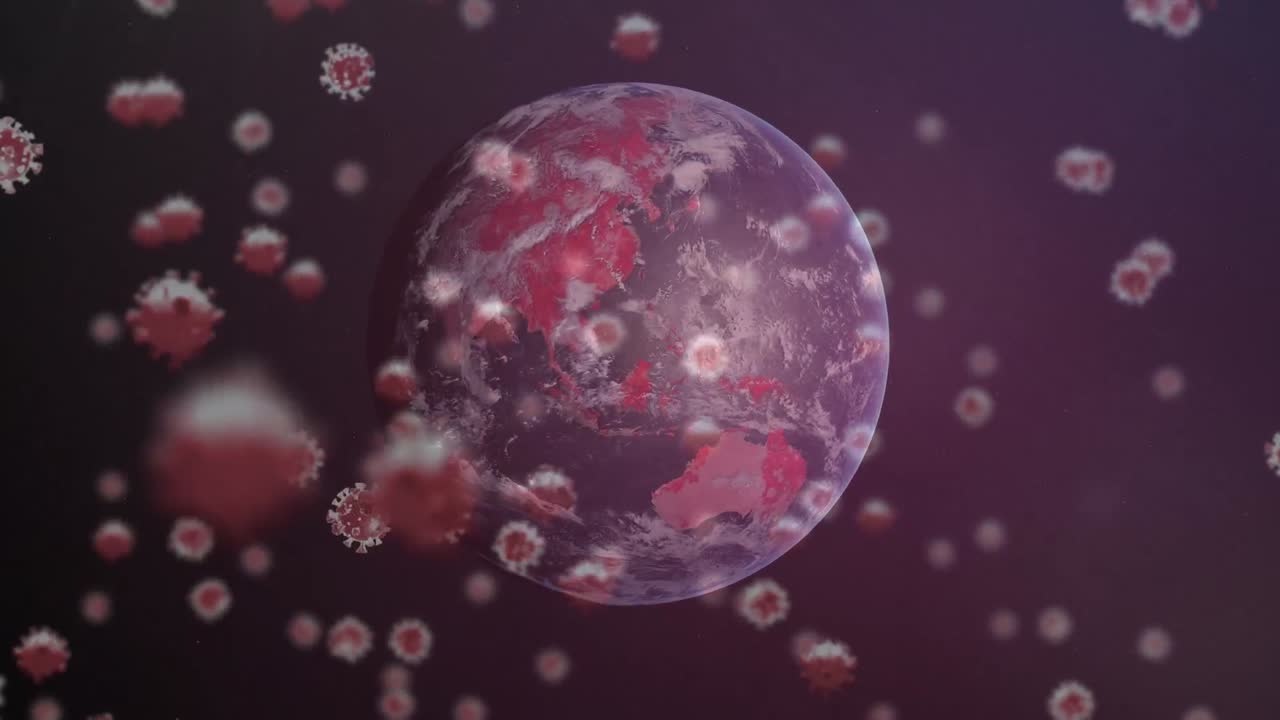 animación de células de virus en todo el mundo