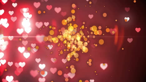 animation of orange spots over floating hearts