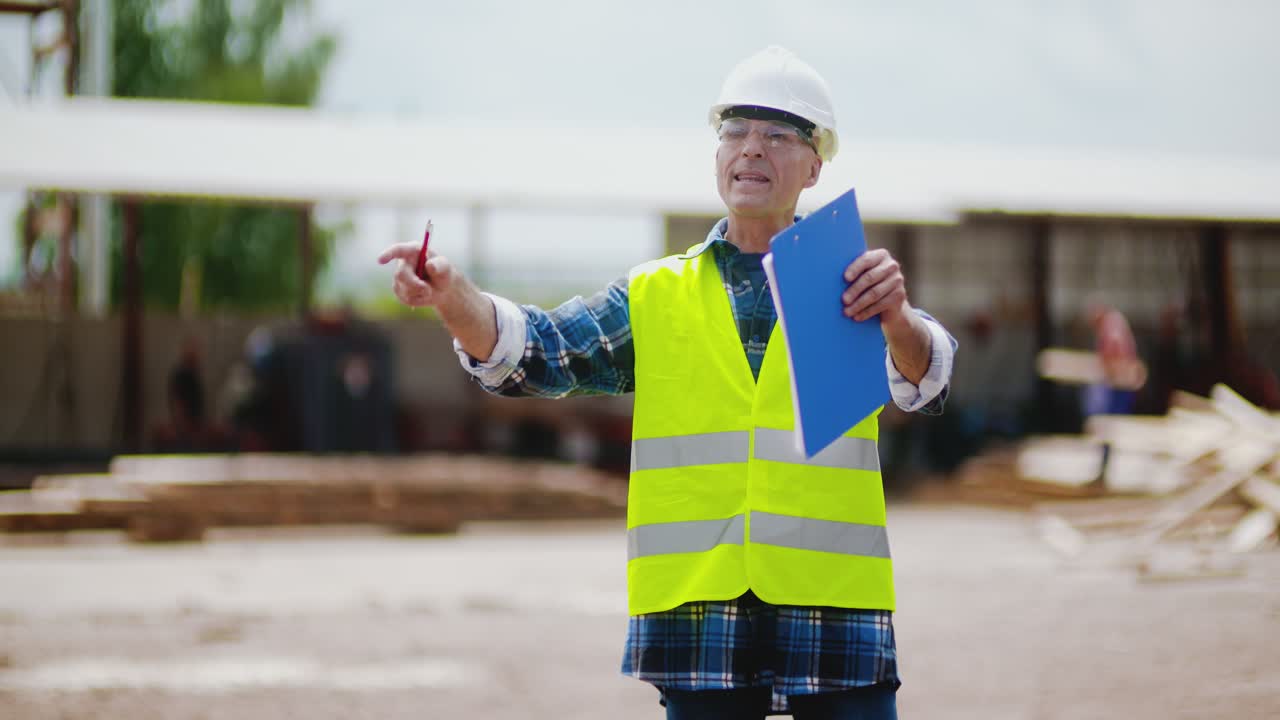 ingeniero explicando mientras sostiene el plano 8