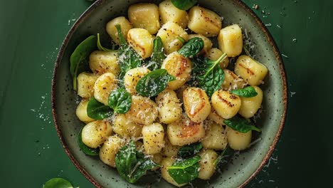 delicious homemade gnocchi with spinach and parmesan cheese