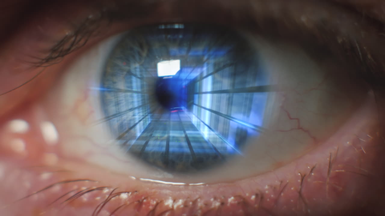 ojo humano que consume cantidades infinitas de datos concepto - 3d render