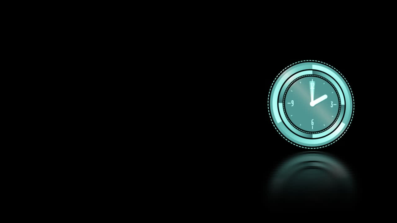 Clock moving on black background