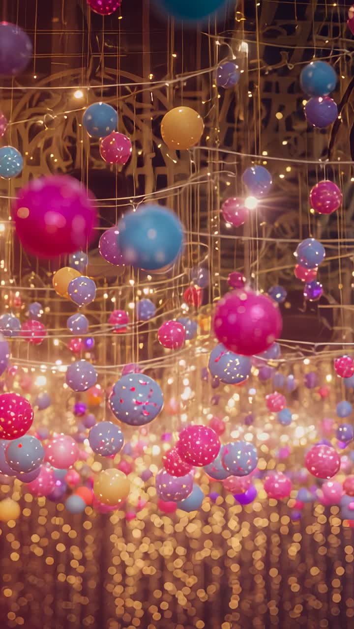 Vertical video: Camera panning in gallery at start revealing dotted spheres to showcase depth