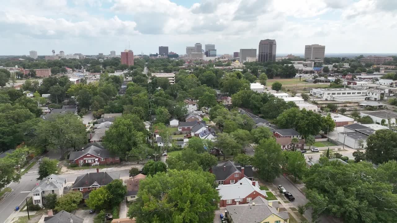 aerial push in columbia sc skyline
