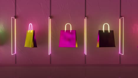 neon shopping bags display