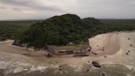 aerial video fort nossa senhora dos prazeres, ilha do mel, paranagua, parana, brazil