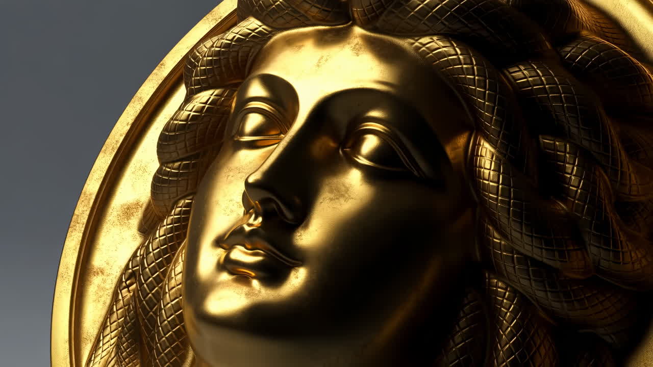 Scultura della Medusa dorata