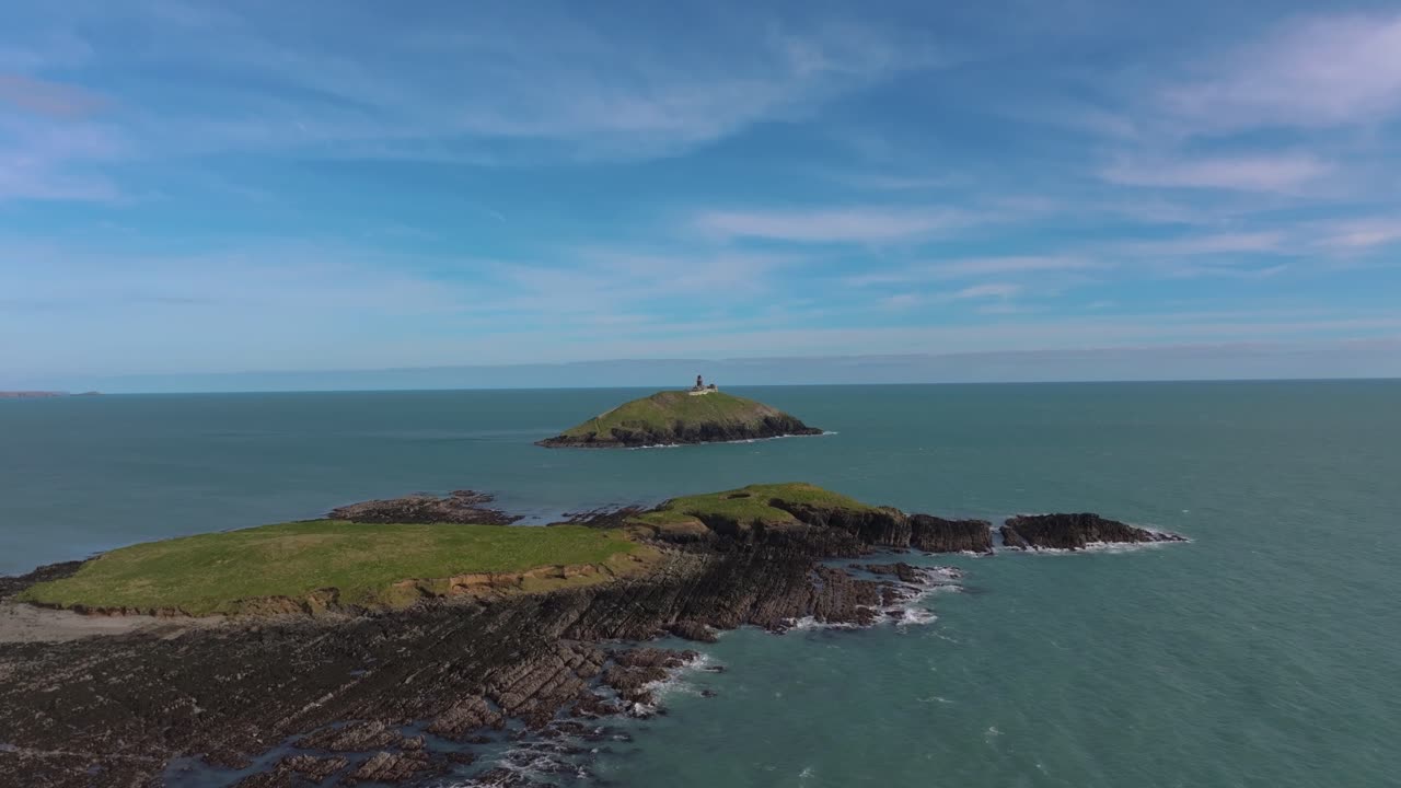 4K Aerial footage capturing the dramatic Ballycotton Lighthouse off the coast of East Cork - Ireland_01