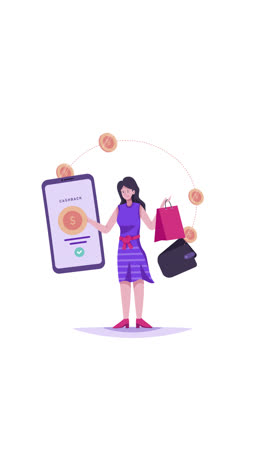 mujer usando la aplicación de reembolso de dinero para comprar