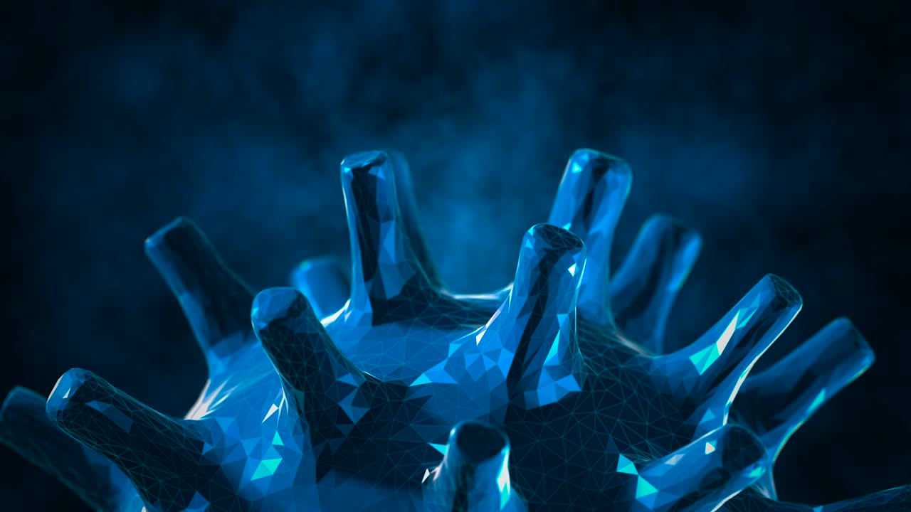 coronavirus abstracto que se mueve en la célula del virus - gráficos en movimiento (bucle)