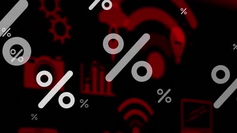 animación del porcentaje sobre los iconos de los medios