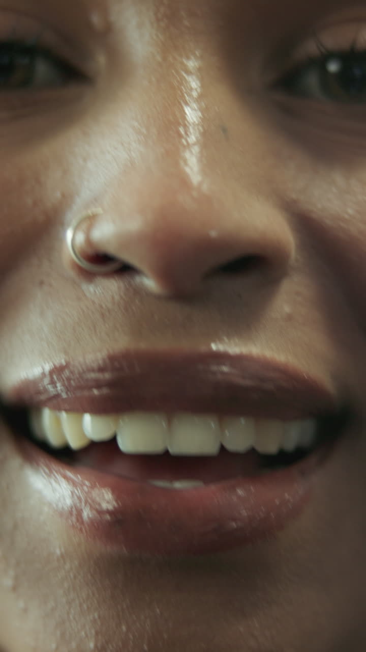 Close-up of a Smiling Woman's Mouth and Nose