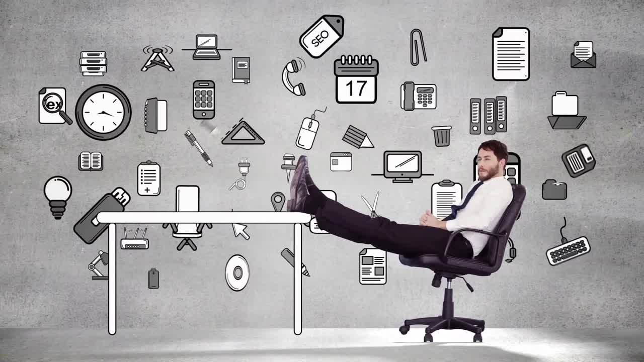 Smiling businessman relaxing himself